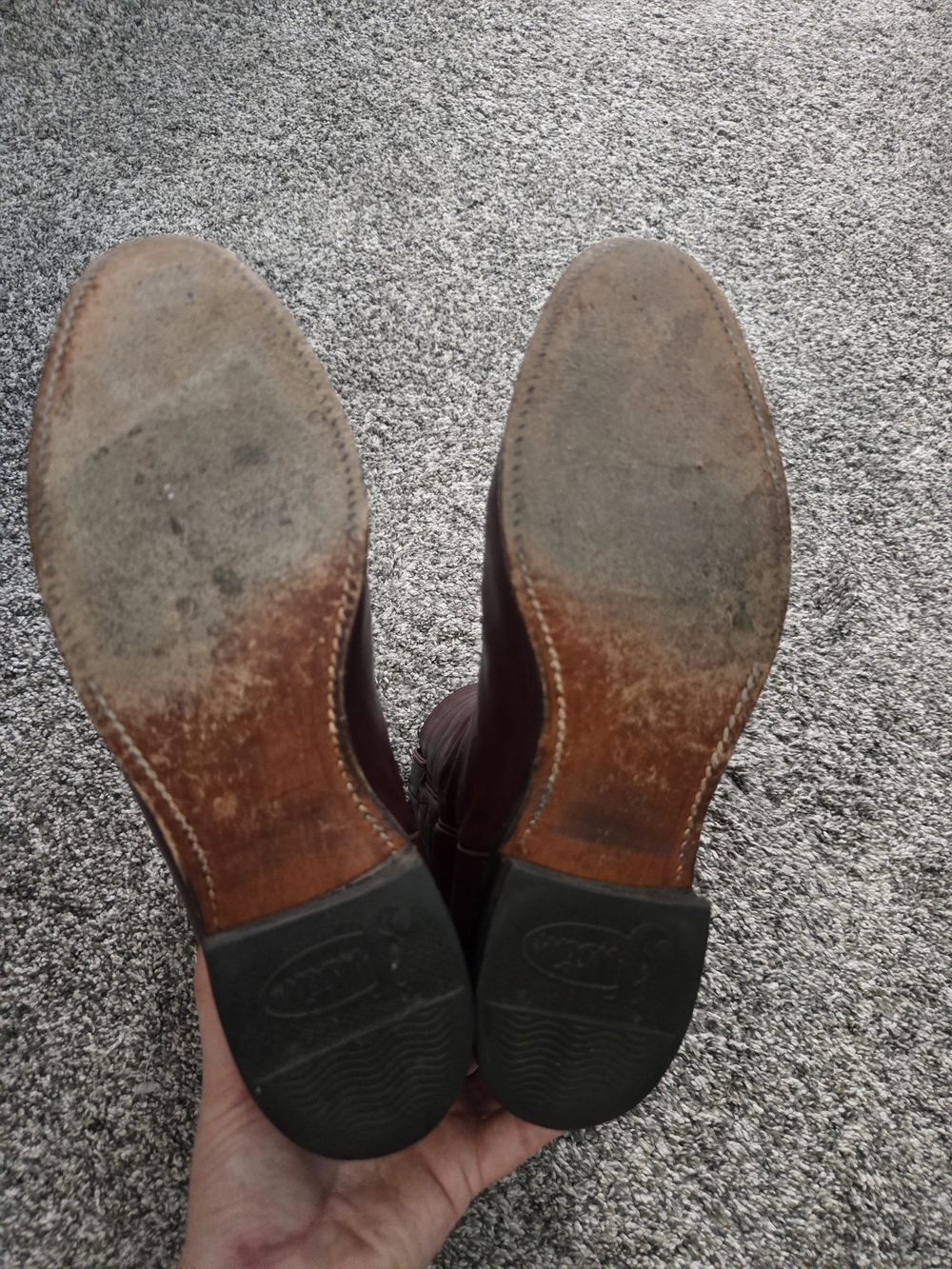 Justin Boots Burgundy Leather Roper Boots - Picture 7 of 11